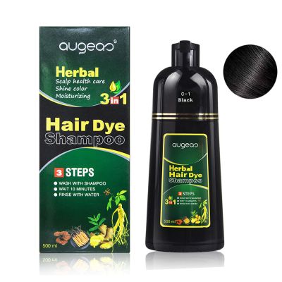 lymznus Natural Black Hair Color Shampoo for Gray Coverage, 3 in 1 Herbal Hair Shampoo for Women and Men, 500ML