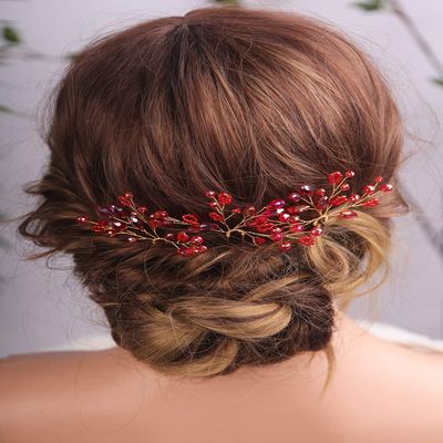 Teyglen 2pcs Crystal Bride Wedding Hair Pins Black Rhinestones Beads Hair Pins Set Bridal Hair Accessories Crystal Rhinestone Hair Pieces Halloween Headpiece for Women(Black)
