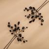 Teyglen 2pcs Crystal Bride Wedding Hair Pins Black Rhinestones Beads Hair Pins Set Bridal Hair Accessories Crystal Rhinestone Hair Pieces Halloween Headpiece for Women(Black) view 4
