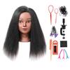 Armmu Mannequin Head with 100% Real Hair, 14" Cosmetology Mannequin Manikin Training Practice Doll Head for Hairdresser Braiding Hair Styling Hairdressing and Clamp Holder- Black view 1