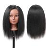 Armmu Mannequin Head with 100% Real Hair, 14" Cosmetology Mannequin Manikin Training Practice Doll Head for Hairdresser Braiding Hair Styling Hairdressing and Clamp Holder- Black view 2