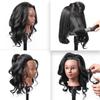 Armmu Mannequin Head with 100% Real Hair, 14" Cosmetology Mannequin Manikin Training Practice Doll Head for Hairdresser Braiding Hair Styling Hairdressing and Clamp Holder- Black view 3