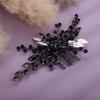 Teyglen Bridal Wedding Hair Combs Flower Rhinestones Black Crystal Side Hair Comb Gold Silver Leaf Crystal Bride Hair Accessories for Women Bride Girls (Black) view 4