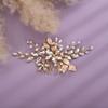 Teyglen Bridal Wedding Hair Combs Flower Rhinestones Crystal Side Hair Comb Gold Silver Leaf Crystal Bride Hair Accessories for Women Bride Girls (Gold) view 3