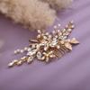 Teyglen Bridal Wedding Hair Combs Flower Rhinestones Crystal Side Hair Comb Gold Silver Leaf Crystal Bride Hair Accessories for Women Bride Girls (Gold) view 4