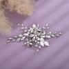 Teyglen Silver Flower Leaf Headpiece Crystal Bridal Wedding Hair Comb for Women Bride Girls (Silver, 15*7cm/5.9*2.75inch, Alloy+Rhinestones + Crystal+Imitation pearls, 1 Count) view 2