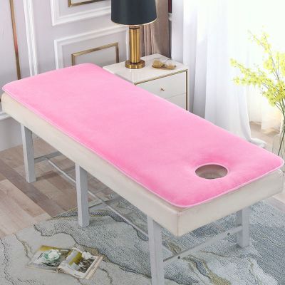 ZYFAB Spa Massage Table Pad,Lambswool Beauty Mattress Topper with Holes Soft Thick Beauty Salon Mattress Protector Non-Slip Roll Up Sleeping Pads,Pink,70 * 190cm