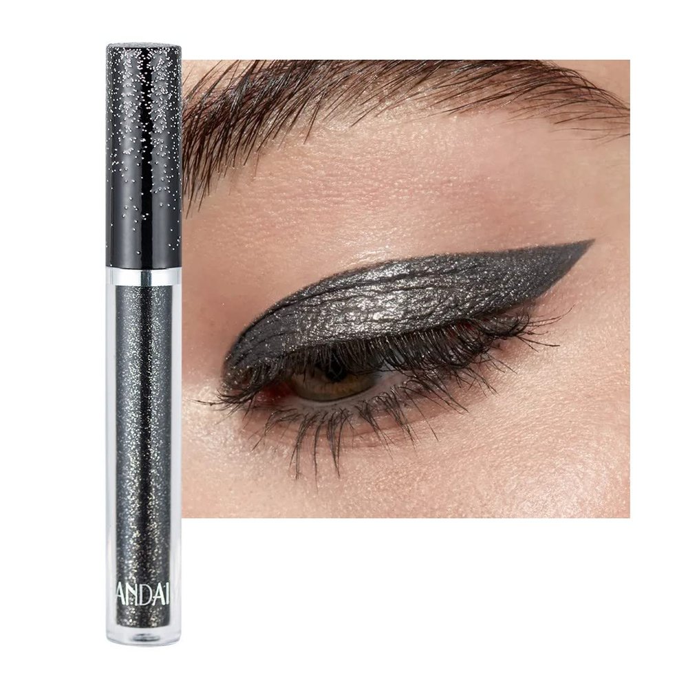 ONarisae Liquid Eyeshadow Glitter Long Lasting Effect Shiny Pigment Eyeshadow Glow Eye Makeup (Black)