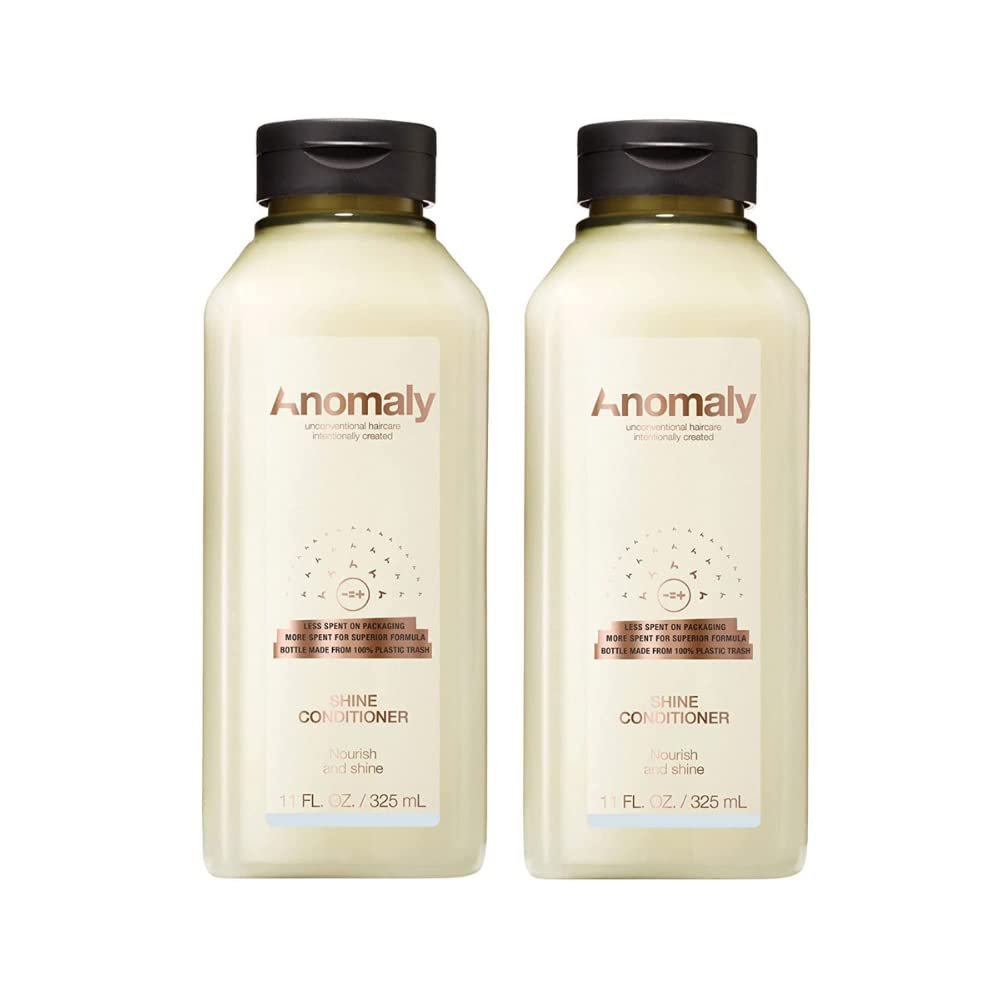Anomaly Shine Deep Conditioner Detangler with Jojoba Oil & Murumuru Butter for Dry Hair, Anti Frizz Control, Sulfate Free & Paraben Free, Sustainable Ocean Plastic Packaging, 11 fl oz (Pack of 2)