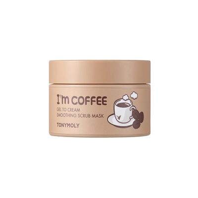 TONYMOLY Im Coffee Gel-to-Cream Smoothing Scrub Mask Gentle Exfoliating Face Mask with Coffee Grounds Hydrates, Smooths & Softens Skin, 100ml