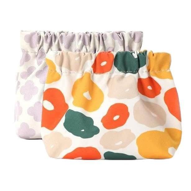 ALTALIVA Canvas Makeup Bags Cosmetic Bag for Women Travel Toiletry Bag Accessories Organizer (Orange+Purple)