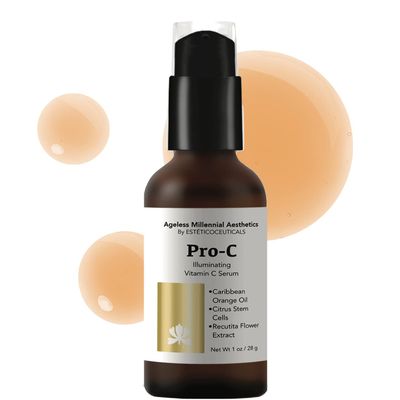 Ageless MIllennial Aesthetics - Pro-C Illuminating Vitamin C Serum - Hyalaronic Acid and Antioxidant Packed Anti-Aging Serum - 1.0oz