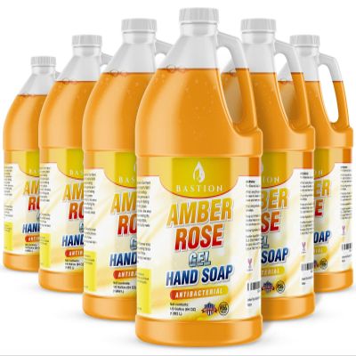 Bastion Antibacterial Hand Soap: Amber Rose Gel Hand Wash : Bulk Refill 1/2 Gallon (64 oz). Sweet Warm Amber Rose Scent. Bulk Hand Wash. Non-toxic. Made In The USA. (3 Gallons (6 Half Gallons))