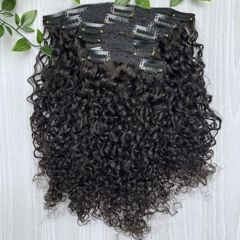 QIRUI 100% Human Hair Clip In Hair Extensions 100g/8pcs Brazilian Virgin Hair Extension Sassy Curly Natural Color For Woman(30inch, 2Set/Lot)
