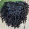 QIRUI 100% Human Hair Clip In Hair Extensions 100g/8pcs Brazilian Virgin Hair Extension Sassy Curly Natural Color For Woman(30inch, 2Set/Lot) view 3
