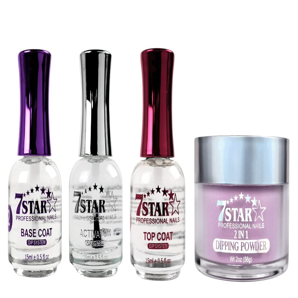 7 Star Nails Liquid Set Dipping Step 2,3,4 (Base, Active, Top + Dipping Powder # 324)