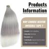 20 Inch Long Straight Platinum Silver Human Hair Tape in Extensions - Invisible Real Hair Extensions - 50g/20pcs view 3