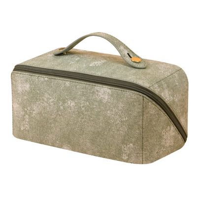 Large Capacity Travel Cosmetic Bag PU Leather Makeup Bag Travel Toiletry Bag for Girls Make Up Bag Brush Bags Reusable Toiletry Bag (Green)