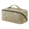 Large Capacity Travel Cosmetic Bag PU Leather Makeup Bag Travel Toiletry Bag for Girls Make Up Bag Brush Bags Reusable Toiletry Bag (Green) view 1
