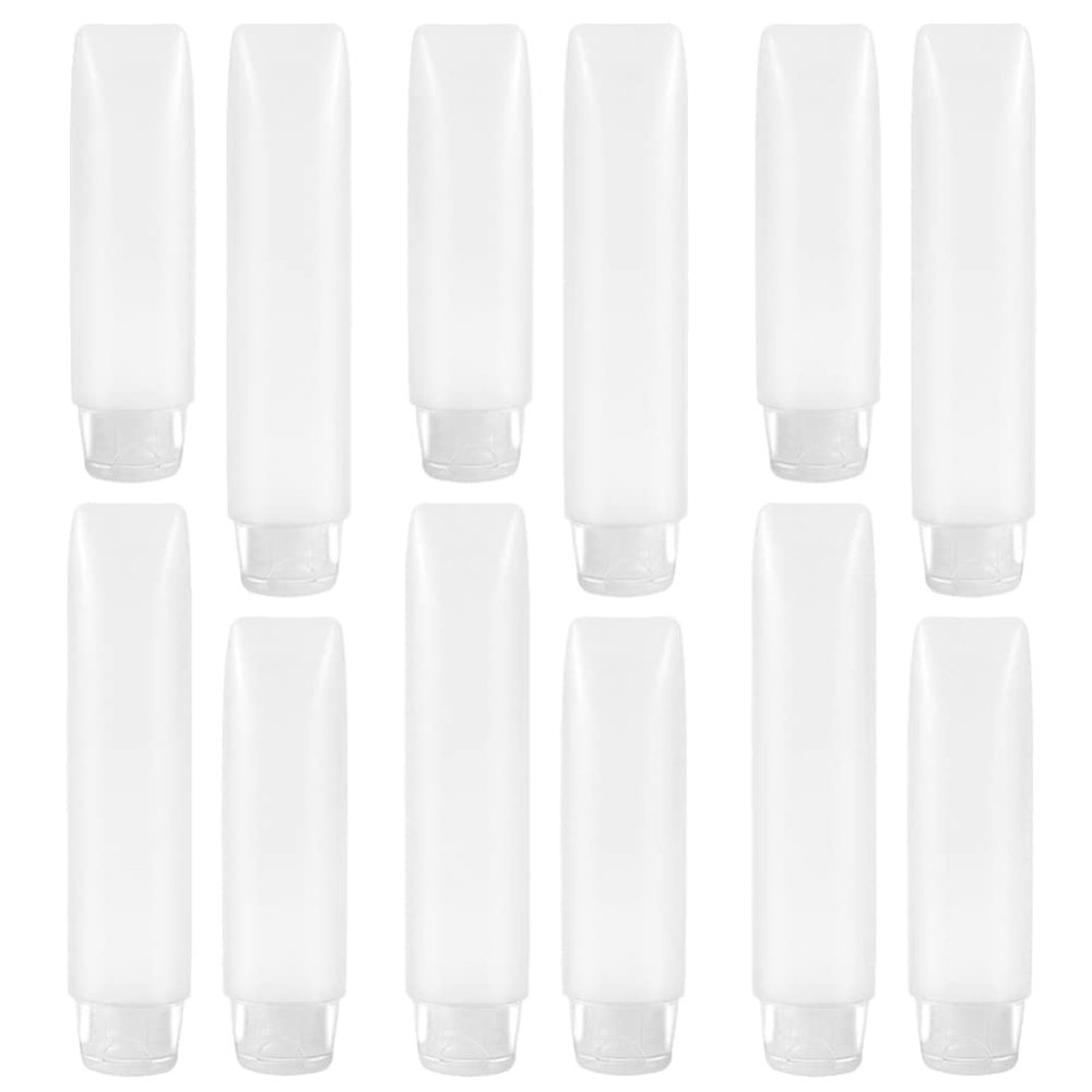 Zerodeko 12pcs Portable Travel Cosmetic Storage Tubes Leak Lotion Bottles for Creams Easy to Squeeze for Travel and Daily Use Transparent Pe Soft Hose Bottles