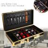 Titunjian Barber Case Professional Barber Carrying Case With Code Lock Portable Barber Travel Case Stylist Tool Box for Clippers Trimmers Shears Scissors Comb Blade Styling Tools (Black Gold) view 3