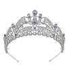 Light Purple Quinceanera Crowns and tiaras lavender Sweet 16 Birthday Crowns for Girls Cubic Zirconia CZ Wedding Headpiece Silver Hair Accessories view 1