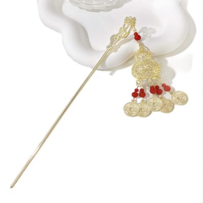 LRGKMCWTOB Glow Lantern and Gourd Hairpin Hairpin Hanfu hair Accessories Lantern Tassel Hairpins Clips Long Tassel Step Shake Hanfu Dress Headpieces Wedding (Red gourd)