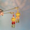 LRGKMCWTOB Glow Lantern and Gourd Hairpin Hairpin Hanfu hair Accessories Lantern Tassel Hairpins Clips Long Tassel Step Shake Hanfu Dress Headpieces Wedding (Red lantern) view 2