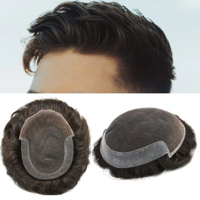 Toupee For Men Swiss Lace Hair System Men Hair Pieces Real Human Hair Units Lace Front Mens Toupee White Gray Hair Replacement Bleached Knots Natural Hairline Black Brown Blonde Men Hair Systems US Stock. (8"X10"-100% Light to Medium Density, 340# 3#