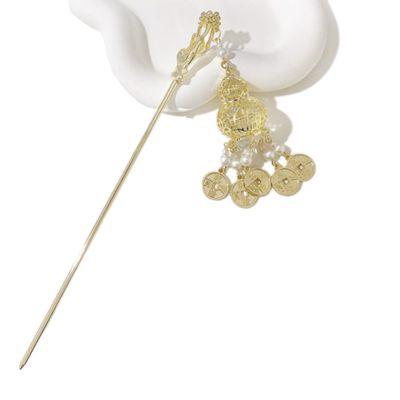 LRGKMCWTOB Glow Lantern and Gourd Hairpin Hairpin Hanfu hair Accessories Lantern Tassel Hairpins Clips Long Tassel Step Shake Hanfu Dress Headpieces Wedding (White gourd)