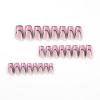 FRUJCDKI pink comic square press-on false nails long coffin style false nails nude pink French ballerina glue-on false nails with glossy design shiny feminine stick-on false nails view 2
