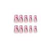 FRUJCDKI pink comic square press-on false nails long coffin style false nails nude pink French ballerina glue-on false nails with glossy design shiny feminine stick-on false nails view 4