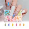 Katfan 60 Pieces 3D Aurora Ice Cube Nail Charms Shiny Light Change Glass Rhinestones Flatback Gems Glitter Studs Diamond Crystal for Girl Jewelry Making Crafts Manicuring Home(6x10mm) view 1
