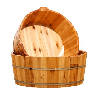 QQXX Wooden Foot Bath Bucket,Solid Wood Foot Tub for Soaking Feet,Premium Pedicure Bowl Foot Spa Massage Pedicure Barrels,Smooth Wood Foot Bath Basin Foot Soak Tub 1PC(15.3x6.3inch, Nature)