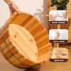 QQXX Wooden Foot Bath Bucket,Solid Wood Foot Tub for Soaking Feet,Premium Pedicure Bowl Foot Spa Massage Pedicure Barrels,Smooth Wood Foot Bath Basin Foot Soak Tub 1PC(15.3x6.3inch, Nature) view 3