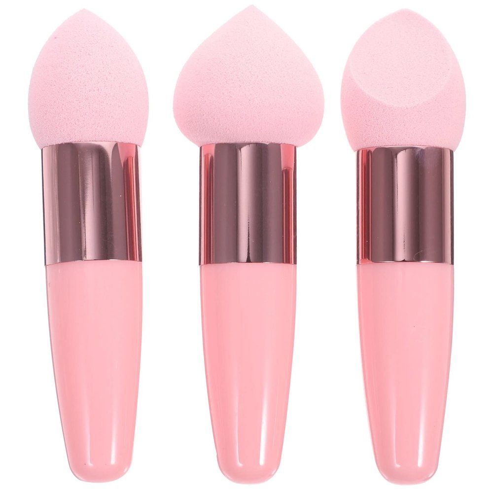 Beavorty 3pcs Makeup Sponge Handles for Easy Application Versatile Blending Tools for Liquid Foundation Loose Powder and More Compact and for Travel Use