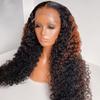 13x4 Deep Curly HD Transparent Lace Front Human Hair Wigs 1B30 Color Pre Plucked Natural Hairline Bleached Knots With Baby Hair for Black Women Brazilian Remy Hair 180% Density 24 Inch view 2