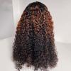 13x4 Deep Curly HD Transparent Lace Front Human Hair Wigs 1B30 Color Pre Plucked Natural Hairline Bleached Knots With Baby Hair for Black Women Brazilian Remy Hair 180% Density 24 Inch view 3