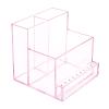 FRCOLOR Nail Drill Bits Holder Stand Display Organizer with Holes Transparent Storage Box for Nail Art Polishing Grinding Drill Bit (Pink) view 1
