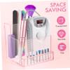 FRCOLOR Nail Drill Bits Holder Stand Display Organizer with Holes Transparent Storage Box for Nail Art Polishing Grinding Drill Bit (Pink) view 2