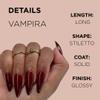 VAMPIRA Press-On Nails by Lavaa Beauty | Long Stiletto | Glossy Burgundy Stiletto Nails view 4