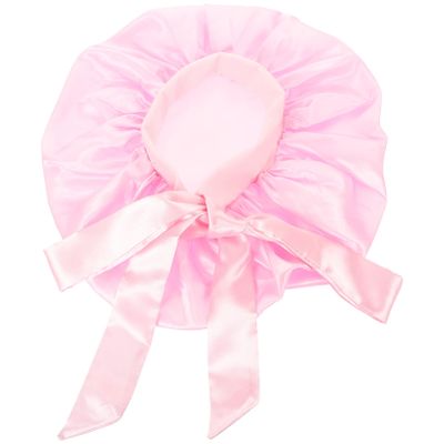 Beavorty Bowknot Satin Bonnet Bath Cap for Women and Girls Extra Large Shower Cap with Elastic Design Comfortable and Stylish Hair for Spa Makeup and Sleep