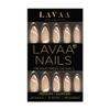 CHIC SWIRL Press-On Nails by Lavaa Beauty | Medium Almond | White Swirl Design on Nude Base view 2