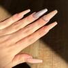 NUDE BABE Press-On Nails by Lavaa Beauty | Extra-Long Coffin | Nude & Silver Coffin Nails with Gems view 2