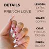 FRENCH LOVE Press-On Nails by Lavaa Beauty | Extra-Long Coffin Nails | French Tip with Small Red Hearts Valentine's Day Nails view 4