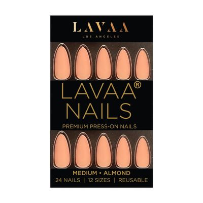 BASIC B Press-On Nails by Lavaa Beauty | Medium Almond | Nude Pink Matte Almond Nails