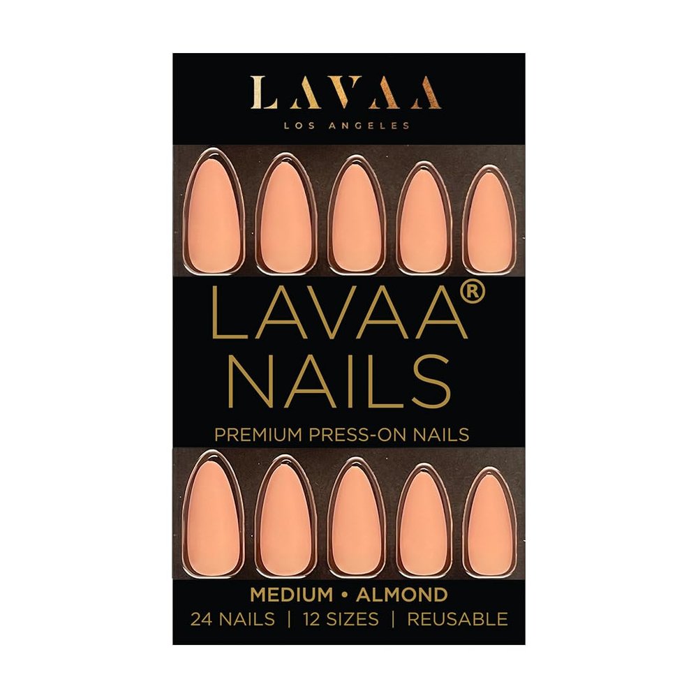 BASIC B Press-On Nails by Lavaa Beauty | Medium Almond | Nude Pink Matte Almond Nails