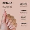 BASIC B Press-On Nails by Lavaa Beauty | Medium Almond | Nude Pink Matte Almond Nails view 3