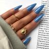 BLUE ATTITUDE Press-On Nails by Lavaa Beauty | Long Stiletto | Glossy Blue Stiletto Nails view 3