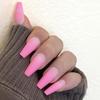 HOTTIE PINK OMBR Press-On Nails by Lavaa Beauty | Long Coffin | Pink Ombr Matte Finish view 1